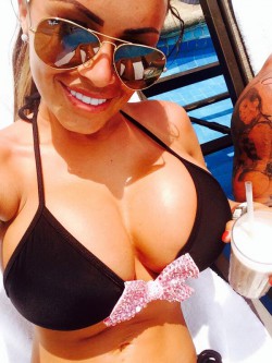 Miss Gemma Massey in black bikini top