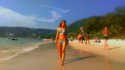 MFC’s Dragon_girl at the beach in blue bikini