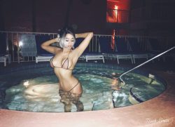 Noah Bensi in hot tub wearing sexy bikini